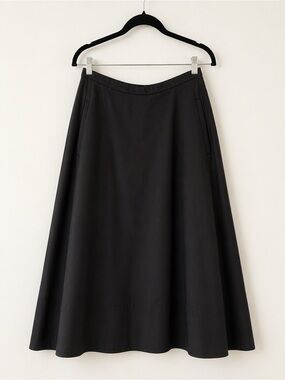 Tibi Black A-Line Midi Skirt